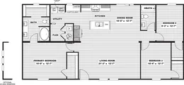 The RIO Floor Plan. This Manufactured Mobile Home features 3 bedrooms and 2 baths.