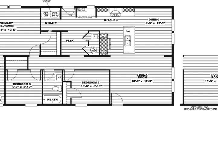The COOK Floor Plan. This Manufactured Mobile Home features 3 bedrooms and 2 baths.