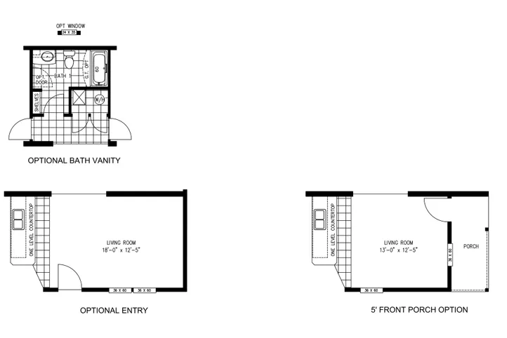 The JADE Floor Plan. This Manufactured Mobile Home features 2 bedrooms and 1 bath.