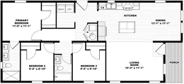 The STAND BY ME Floor Plan. This Manufactured Mobile Home features 3 bedrooms and 2 baths.