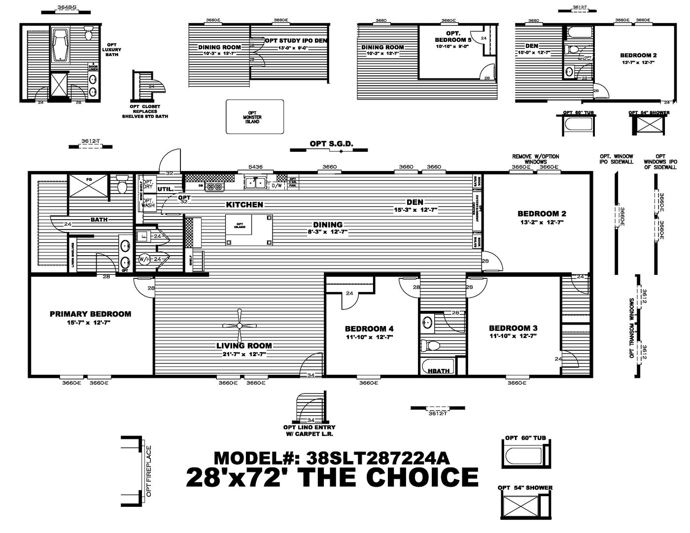 The THE CHOICE Floor Plan. This Manufactured Mobile Home features 4 bedrooms and 2 baths.