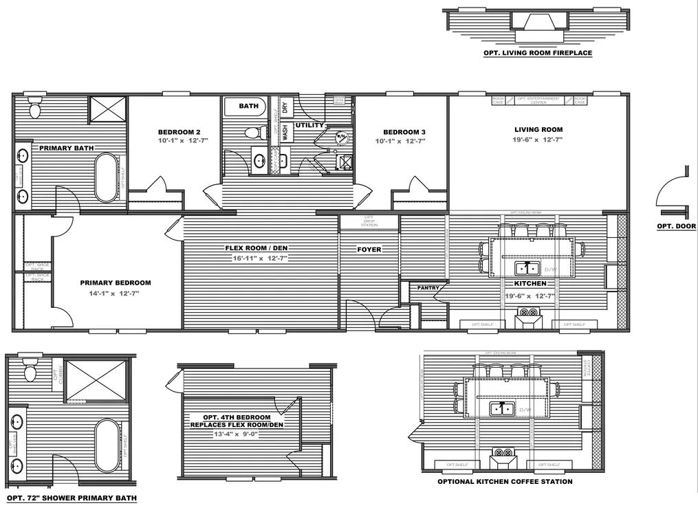 The THE FUSION 68 Floor Plan. This Manufactured Mobile Home features 3 bedrooms and 2 baths.