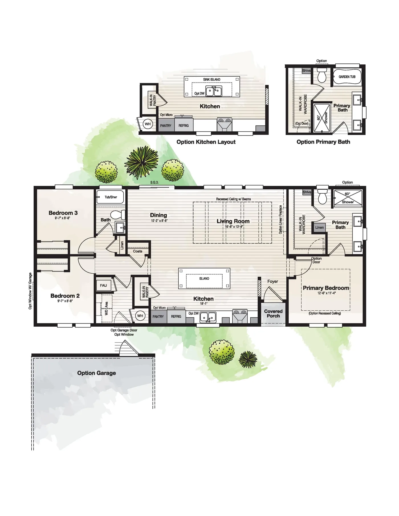 The CORONADO 2456C Floor Plan. This Manufactured Mobile Home features 3 bedrooms and 2 baths.