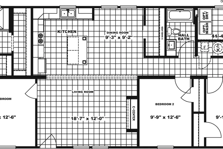 The WOODBRIDGE II Floor Plan. This Manufactured Mobile Home features 3 bedrooms and 2 baths.
