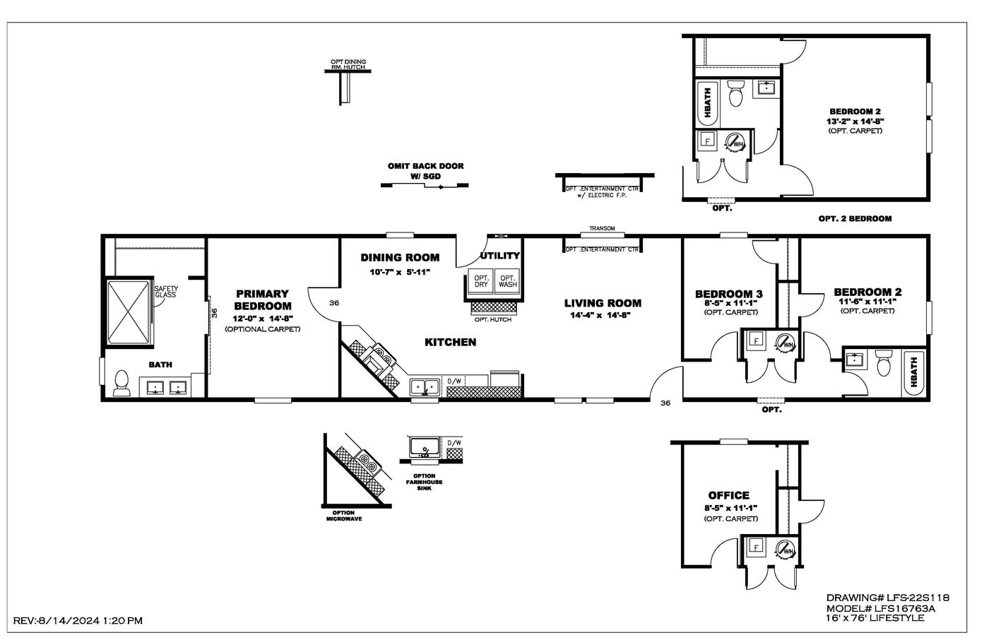 The THE SHOWER HOUSE 2.0 Floor Plan. This Manufactured Mobile Home features 3 bedrooms and 2 baths.