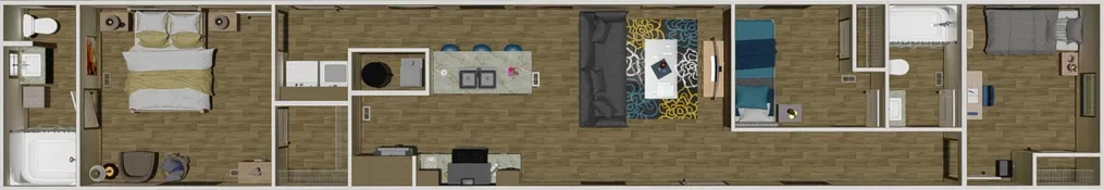 The ERIKSON 8014-1476 Floor Plan. This Manufactured Mobile Home features 3 bedrooms and 2 baths.