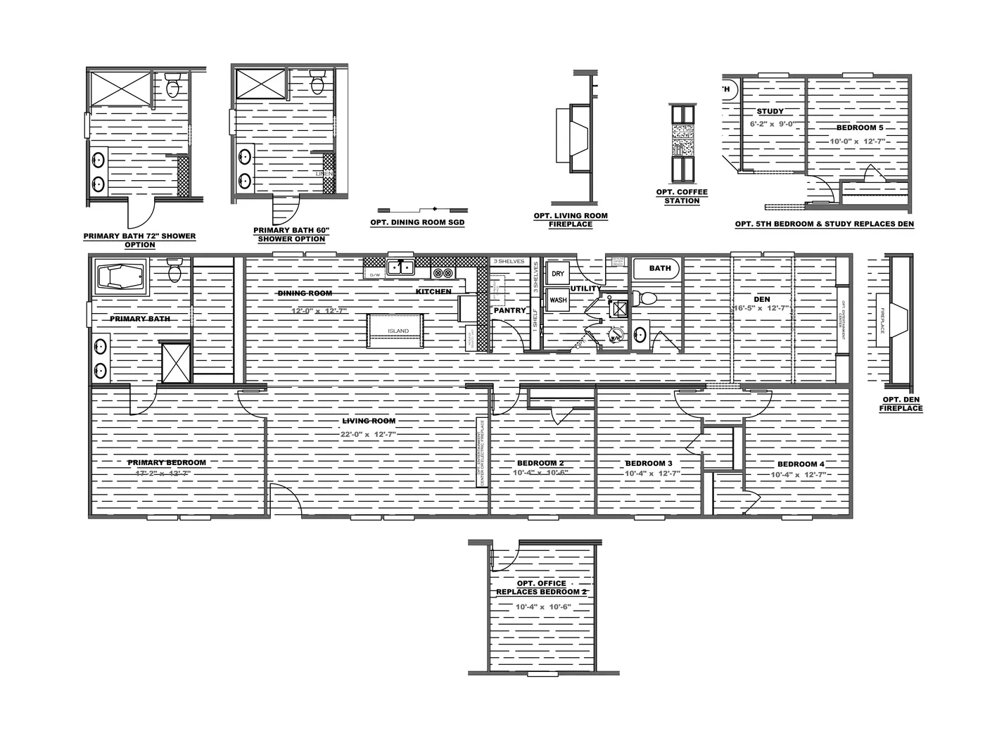 The THE MOUNTAINEER 76 Floor Plan. This Manufactured Mobile Home features 4 bedrooms and 2 baths.