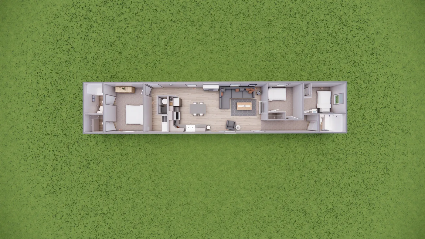The 7616-4200 ADRENALINE Floor Plan. This Manufactured Mobile Home features 3 bedrooms and 2 baths.