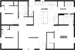 The CMH TEM2840-3A SWEET DREAMS Floor Plan. This Manufactured Mobile Home features 3 bedrooms and 2 baths.