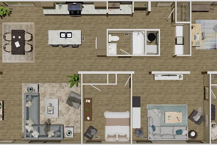 The SUMMIT Floor Plan. This Manufactured Mobile Home features 4 bedrooms and 3 baths.