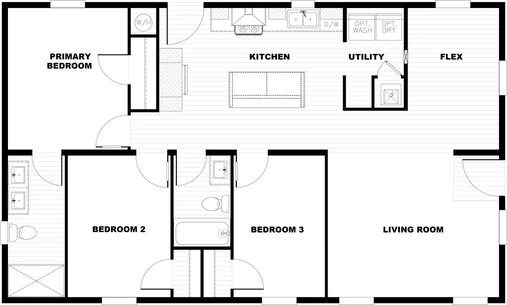 The CMH TEM2844-3A ABBEY ROAD Floor Plan. This Manufactured Mobile Home features 3 bedrooms and 2 baths.