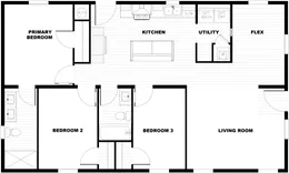 The CMH TEM2844-3A ABBEY ROAD Floor Plan. This Manufactured Mobile Home features 3 bedrooms and 2 baths.