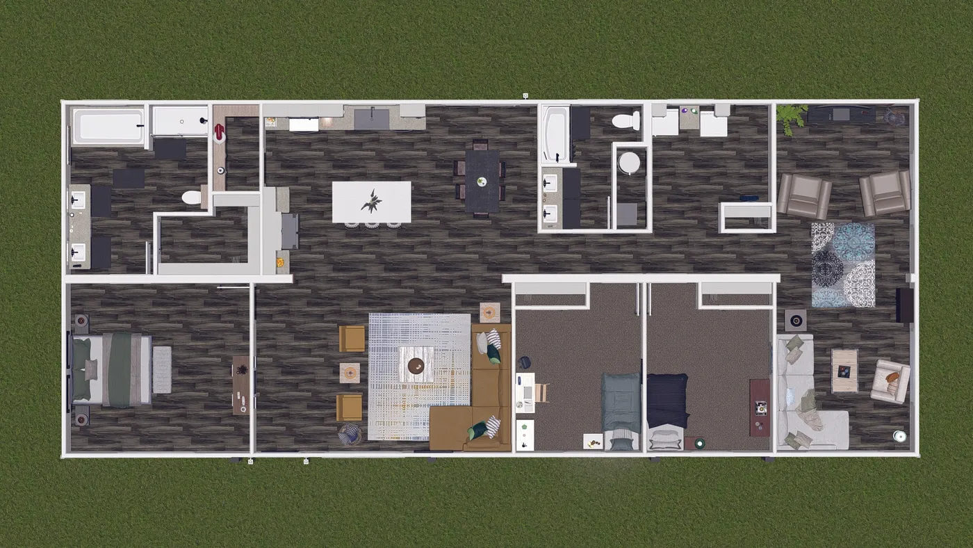 The FARM 3 FLEX ELITE DEN Floor Plan. This Manufactured Mobile Home features 3 bedrooms and 2 baths.