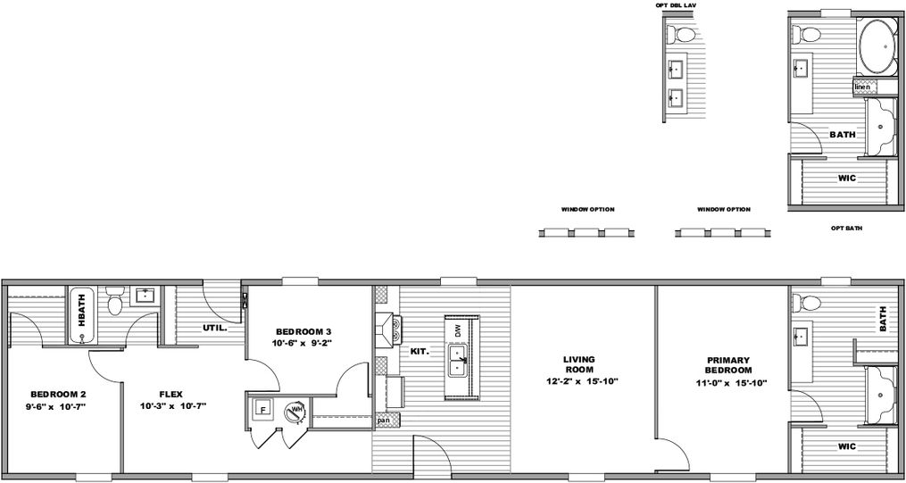 The BALANCE Floor Plan. This Manufactured Mobile Home features 3 bedrooms and 2 baths.