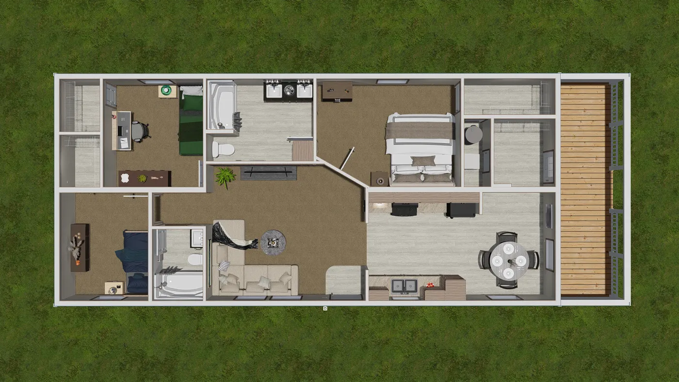 The 5624-E734P THE PULSE Floor Plan. This Manufactured Mobile Home features 3 bedrooms and 2 baths.