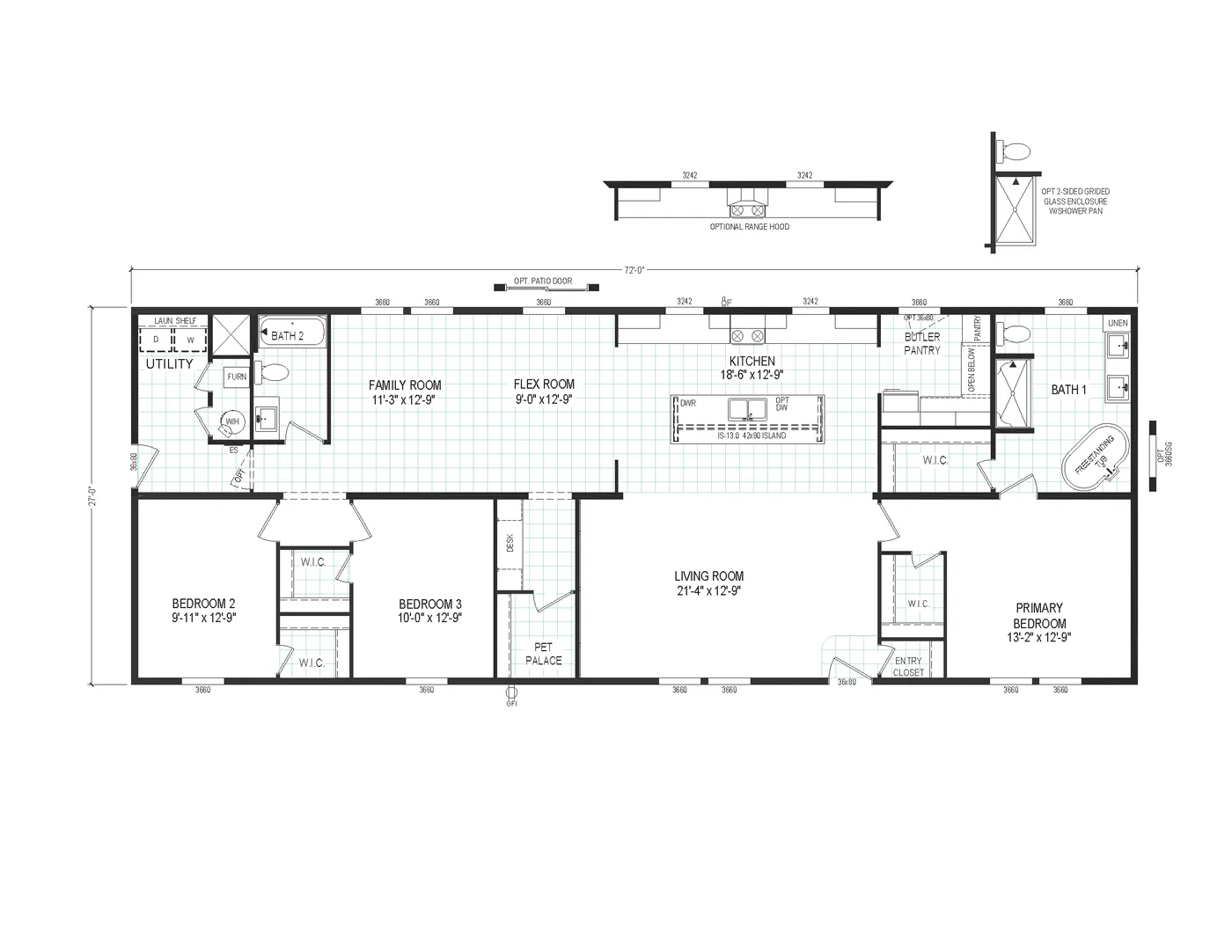 The 7228-5789 THE PULSE Floor Plan. This Manufactured Mobile Home features 3 bedrooms and 2 baths.