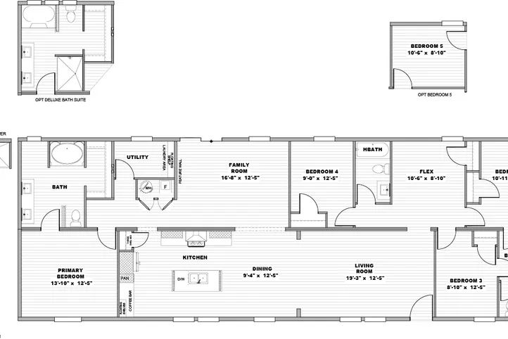The RAINIER Floor Plan. This Manufactured Mobile Home features 4 bedrooms and 3 baths.