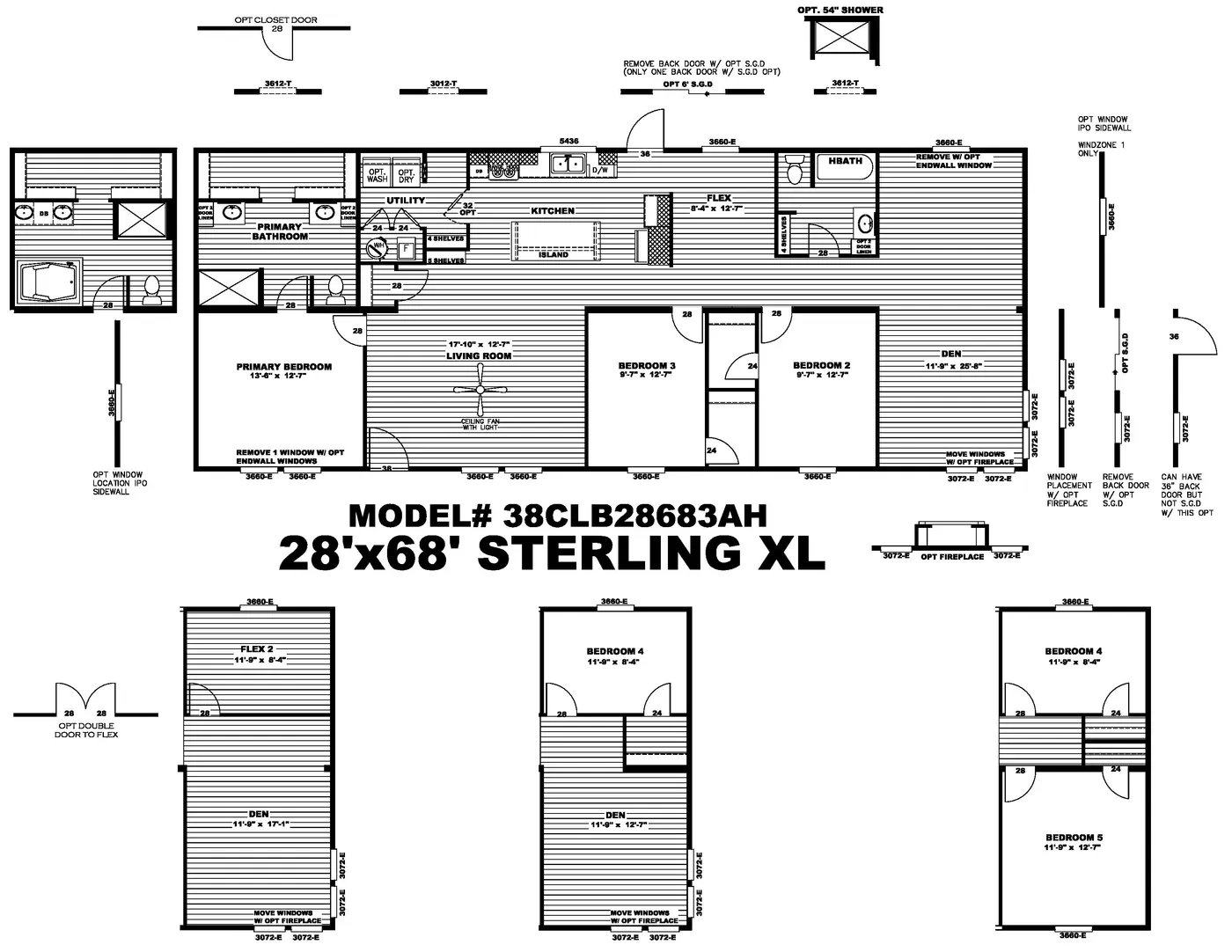 The STERLING XL ANNIVERSARY Floor Plan. This Manufactured Mobile Home features 3 bedrooms and 2 baths.