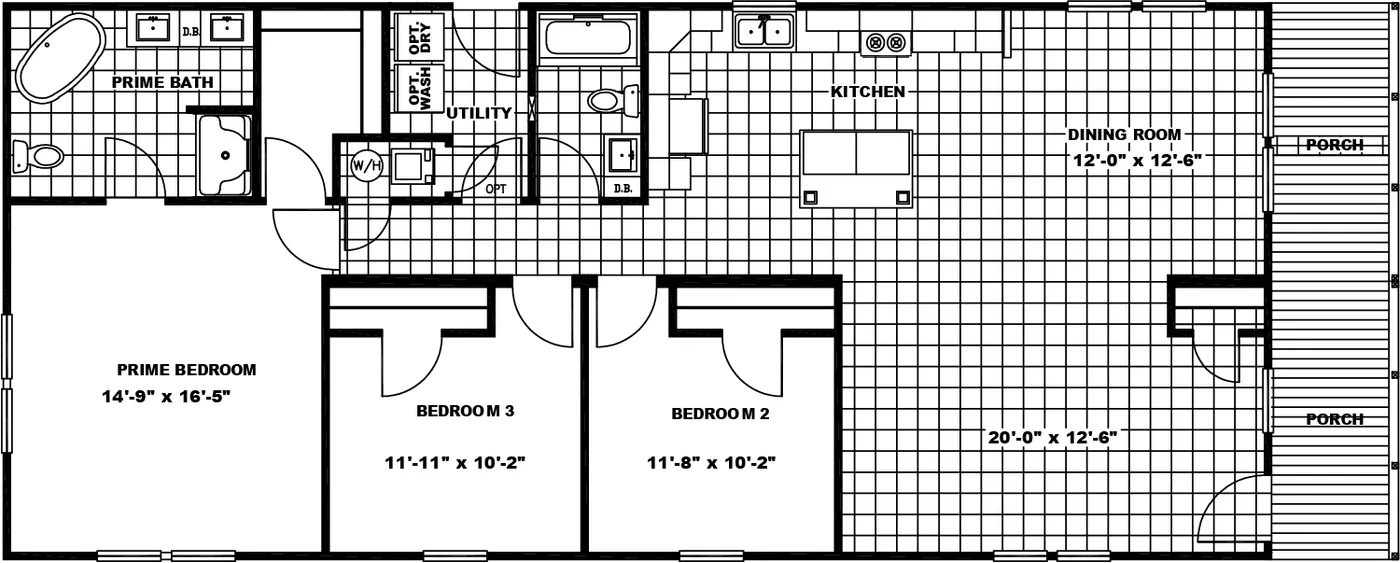 The SCENIC MOUNTAIN VIEW ELITE Floor Plan. This Manufactured Mobile Home features 3 bedrooms and 2 baths.