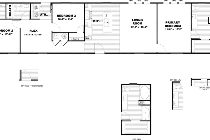 The BALANCE Floor Plan. This Manufactured Mobile Home features 3 bedrooms and 2 baths.