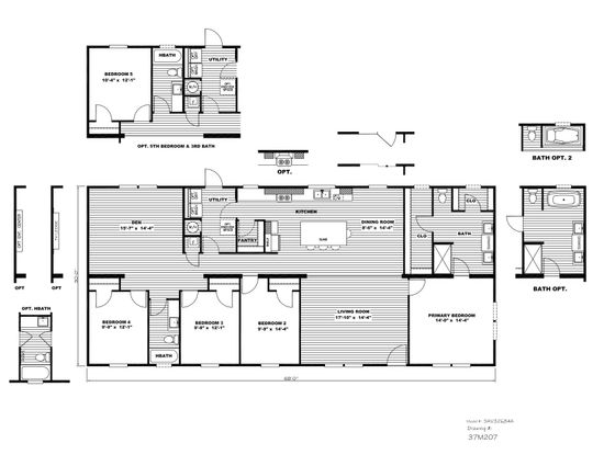 The LOCKLEAR Floor Plan. This Manufactured Mobile Home features 4 bedrooms and 2 baths.