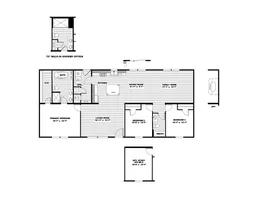 The ULTRA EXCEL 3 BR 28X60 Floor Plan. This Manufactured Mobile Home features 3 bedrooms and 2 baths.