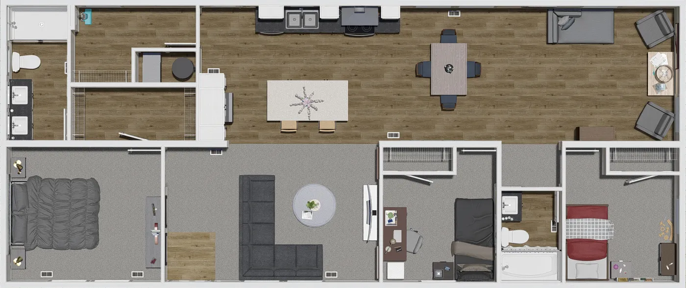 The MY GIRL Floor Plan. This Manufactured Mobile Home features 3 bedrooms and 2 baths.