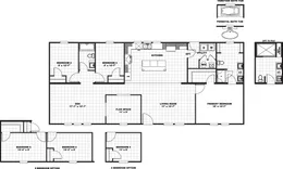 The LEWIS Floor Plan. This Manufactured Mobile Home features 3 bedrooms and 2 baths.