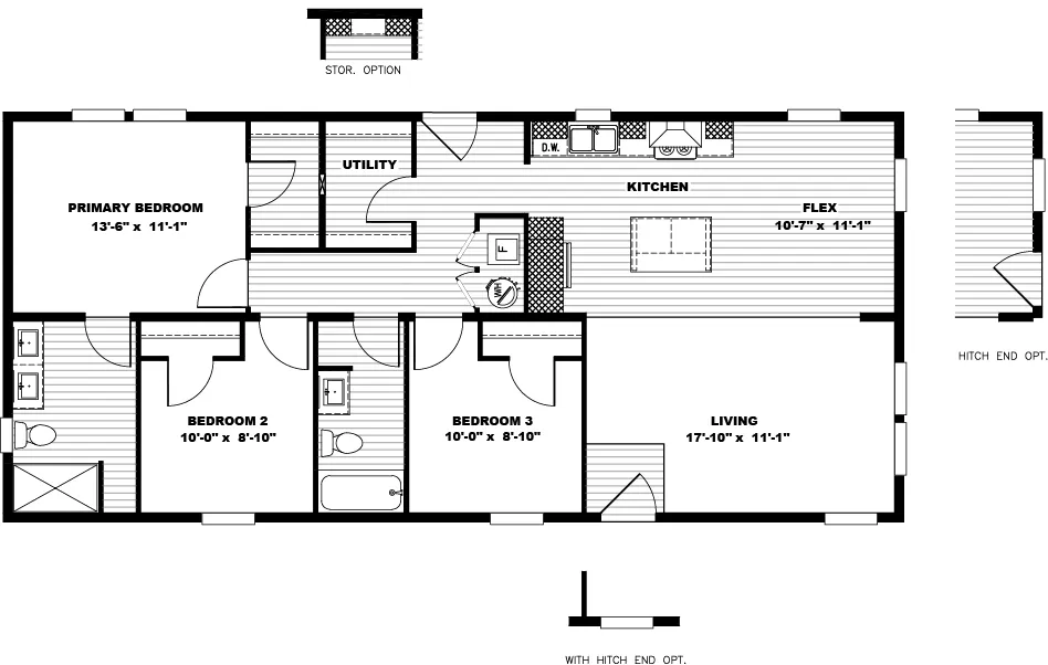 The THREE LITTLE BIRDS Floor Plan. This Manufactured Mobile Home features 3 bedrooms and 2 baths.