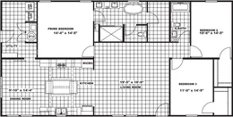 The THE RIVIERA Floor Plan. This Manufactured Mobile Home features 3 bedrooms and 2 baths.