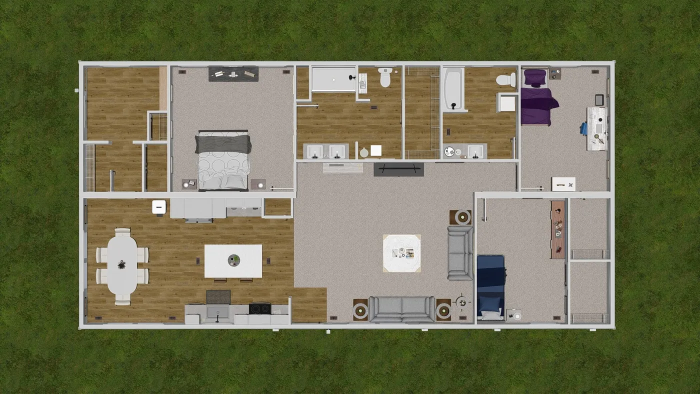 The BRYCE Floor Plan. This Manufactured Mobile Home features 3 bedrooms and 2 baths.