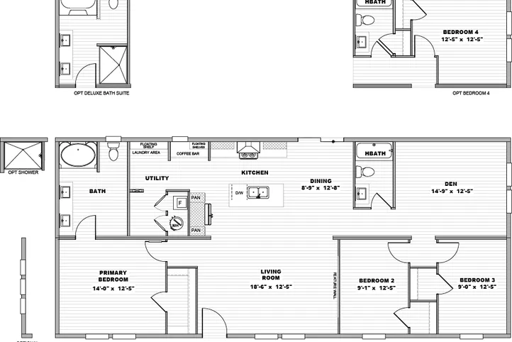 The FIJI Floor Plan. This Manufactured Mobile Home features 3 bedrooms and 2 baths.