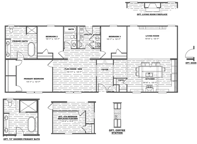 The THE FUSION 68 Floor Plan. This Manufactured Mobile Home features 3 bedrooms and 2 baths.