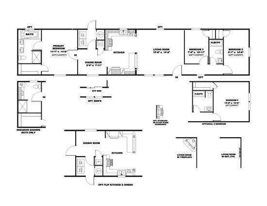 The THE POWERHOUSE Floor Plan. This Manufactured Mobile Home features 3 bedrooms and 2 baths.