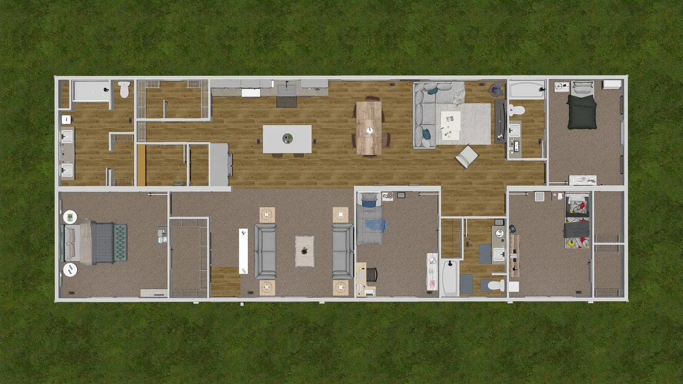 The GRAND Floor Plan. This Manufactured Mobile Home features 4 bedrooms and 3 baths.