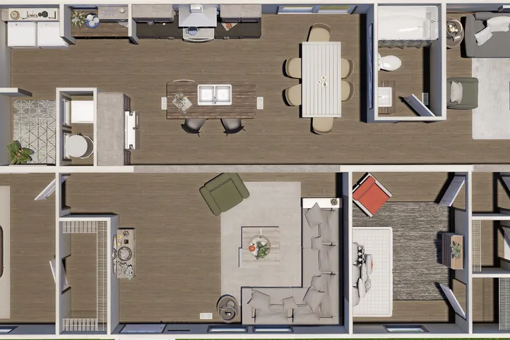 The FIJI Floor Plan. This Manufactured Mobile Home features 3 bedrooms and 2 baths.