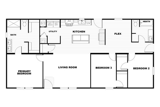 The TEM2856-3A LET IT BE Floor Plan. This Manufactured Mobile Home features 3 bedrooms and 2 baths.