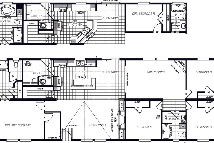 The K2776A Floor Plan. This Manufactured Mobile Home features 4 bedrooms and 2 baths.