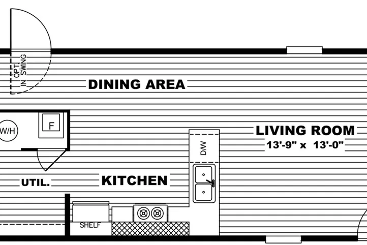 The DELIGHT Floor Plan. This Manufactured Mobile Home features 2 bedrooms and 2 baths.