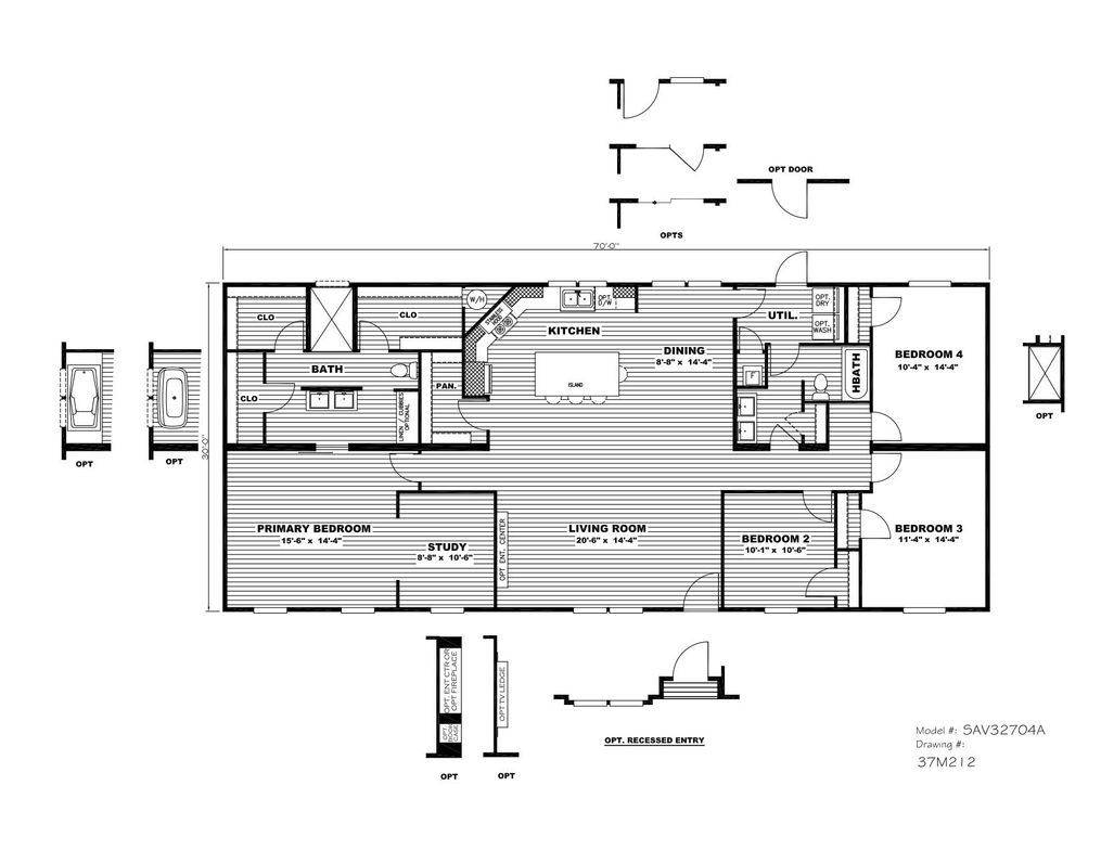 The CASCADE Floor Plan. This Manufactured Mobile Home features 4 bedrooms and 2 baths.