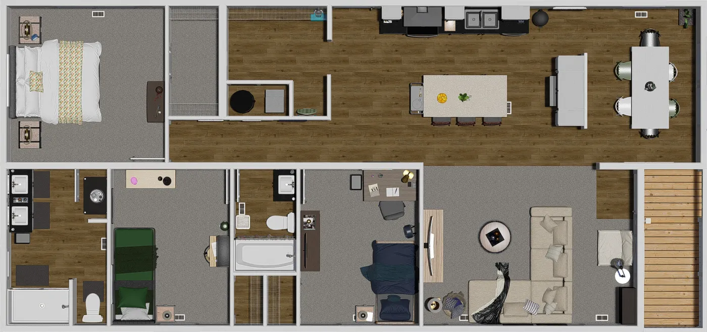 The STAYIN' ALIVE Floor Plan. This Manufactured Mobile Home features 3 bedrooms and 2 baths.