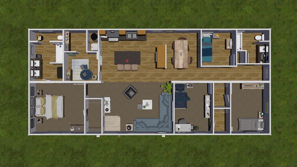 The BROWN EYED GIRL/6028-42-2 SECT Floor Plan. This Manufactured Mobile Home features 4 bedrooms and 2 baths.