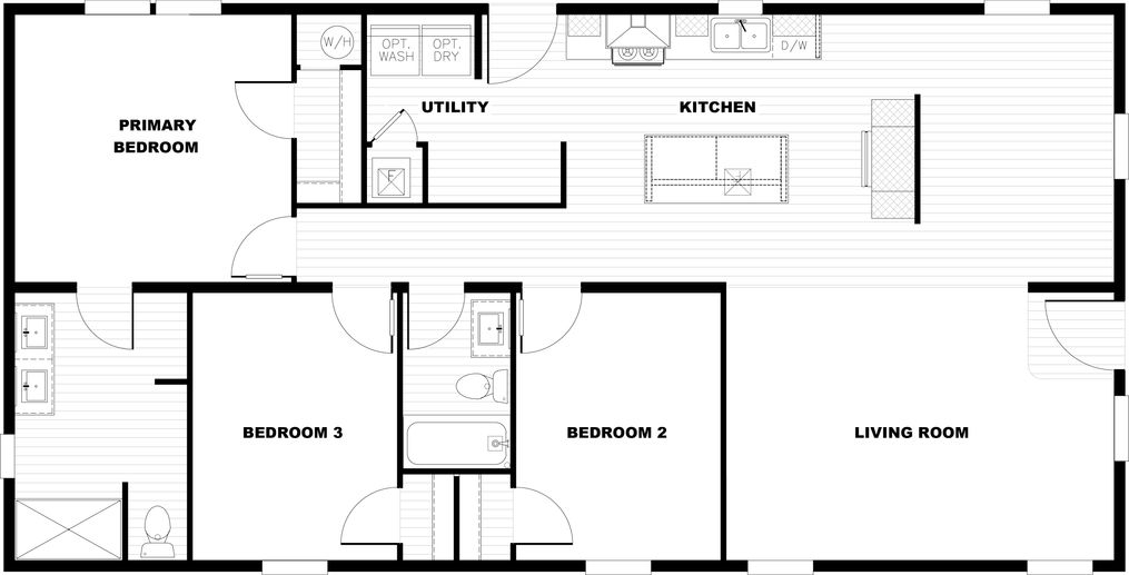 The CMH TEM2852-3A FREE BIRD Floor Plan. This Manufactured Mobile Home features 3 bedrooms and 2 baths.