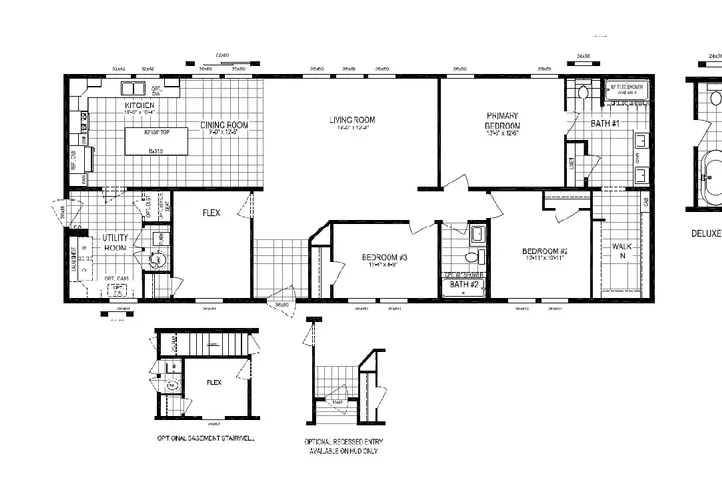 The TOMPKINS BLVD/6428-MS029-1 SEC Floor Plan. This Manufactured Mobile Home features 3 bedrooms and 2 baths.