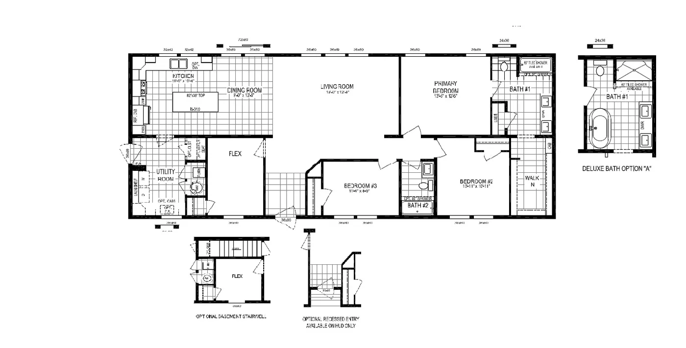 The TOMPKINS BLVD/6428-MS029-1 SEC Floor Plan. This Manufactured Mobile Home features 3 bedrooms and 2 baths.