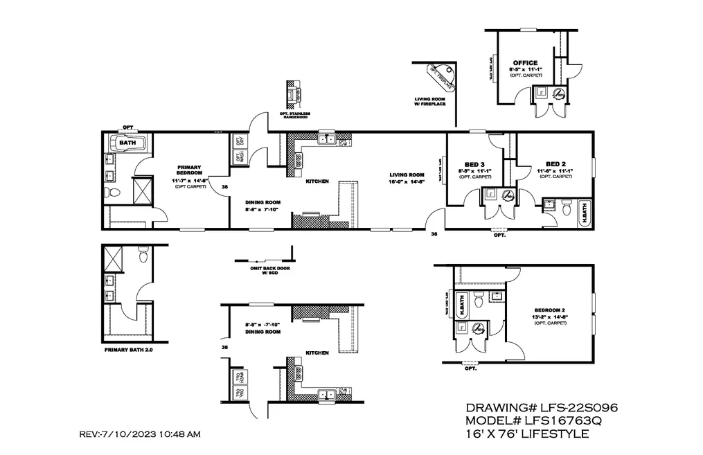 The THE POWERHOUSE Floor Plan. This Manufactured Mobile Home features 3 bedrooms and 2 baths.