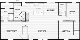 The RIO 5628-2302 Floor Plan. This Manufactured Mobile Home features 3 bedrooms and 2 baths.
