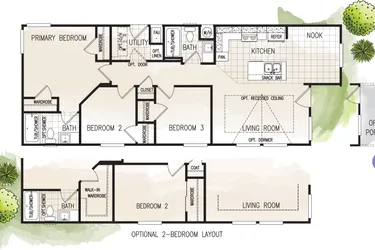 The FAIRPOINT 20523B Floor Plan. This Manufactured Mobile Home features 3 bedrooms and 2 baths.