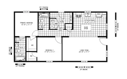 The TURQUOISE Floor Plan. This Manufactured Mobile Home features 2 bedrooms and 2 baths.