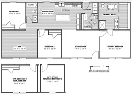 The THE EAGLE 60 Floor Plan. This Manufactured Mobile Home features 3 bedrooms and 2 baths.